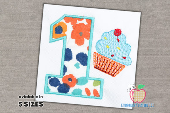 1st Birthday with Cup Cake Applique Review