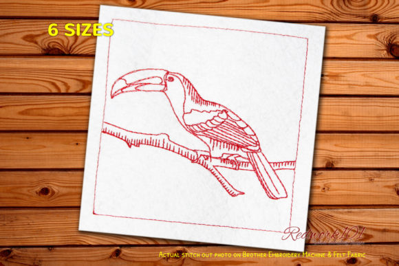 Beautiful Toucan Bird Redwork Design Review for Business Use
