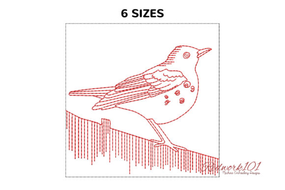 Bird Dusky Thrush on the Wall Redwork Review for Business Use