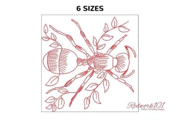 Black Garden Ant Redwork Design: A Seasonal Embroidery Gem