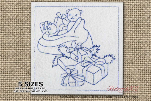 Christmas Bag Filled with Toys and Gifts Embroidery Design Review