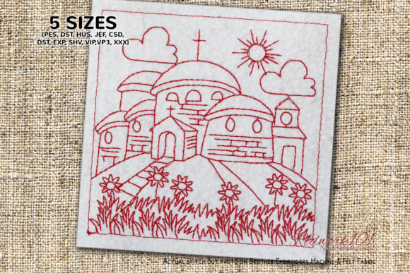 Church Building on Mountain Redwork Review