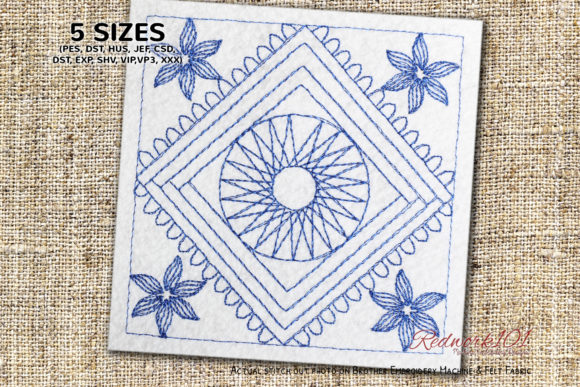 Floral Box Design Lineart for Seasonal Embroidery Projects