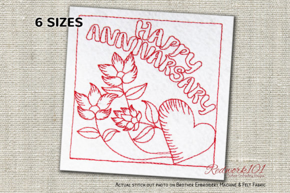 Flower in Happy Anniversary Redwork Design Review