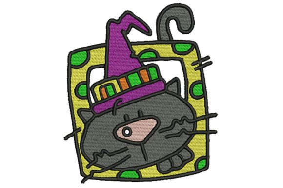 Halloween Block Cat: A Spooky and Sweet Embroidery Design
