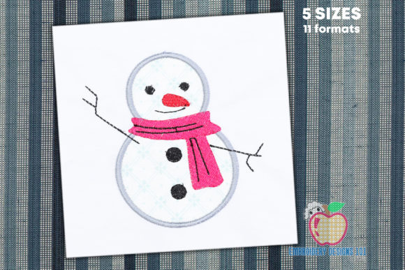 Happy Snowman Applique: A Charming Embroidery Design for Personalized Gifts