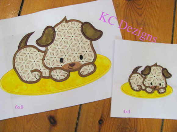 Puppy Lying on Mat Applique: A Charming Embroidery Design for Boutique Brands