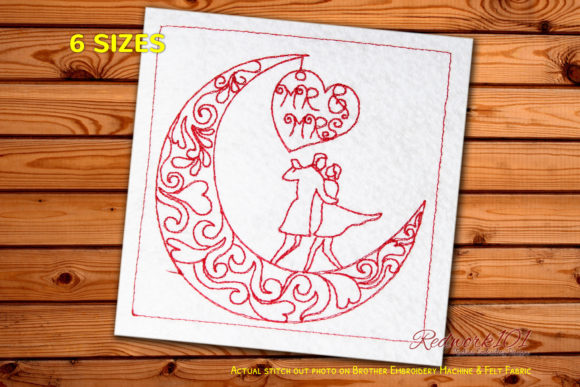 Review of Romantic Couple Under the Moon Redwork Design