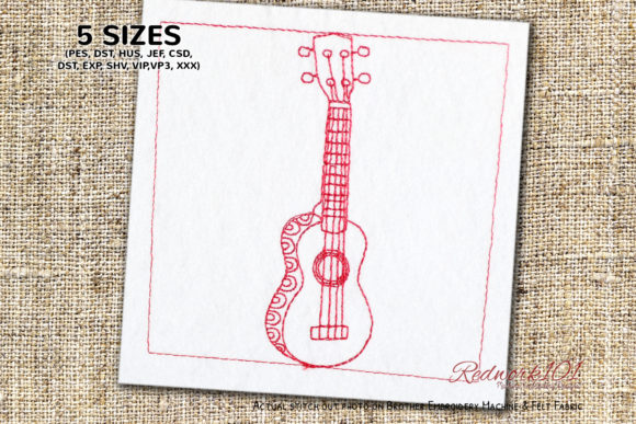 Ukulele Guitar Redwork Embroidery Design Review